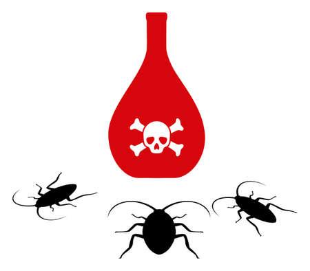 Cockroach poison icon on a white background. Isolated cockroach poison symbol with flat style.のイラスト素材
