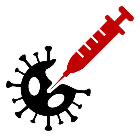 Virus vaccination icon on a white background. Isolated virus vaccination symbol with flat style.の写真素材