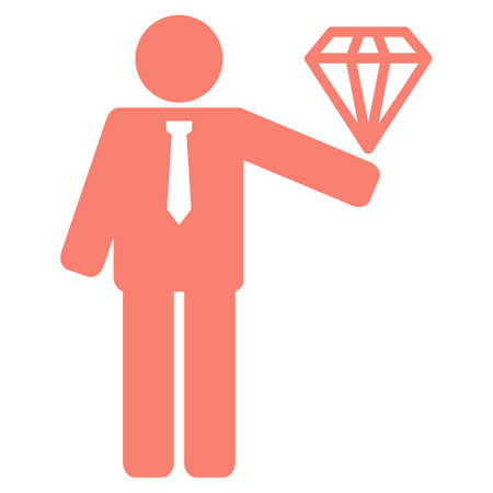 Groom Diamond vector icon symbol. Flat pictogram designed with salmon and isolated on a white background.のイラスト素材