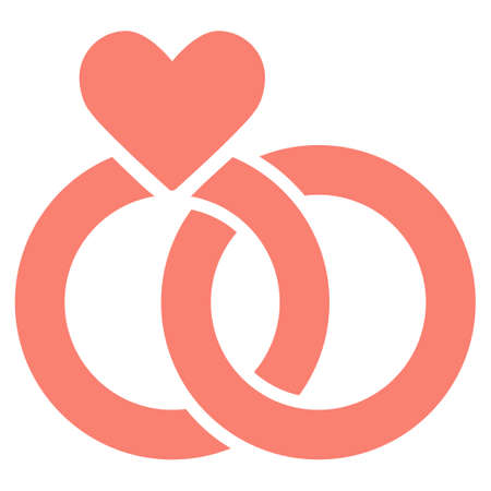 Wedding Rings vector icon symbol. Flat pictogram designed with salmon and isolated on a white background.のイラスト素材