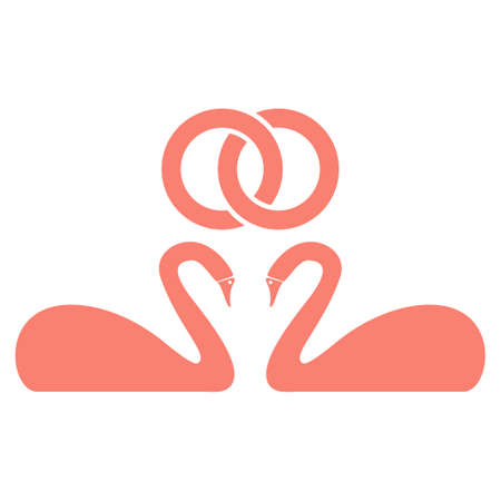 Wedding Swans vector icon symbol. Flat pictogram designed with salmon and isolated on a white background.のイラスト素材