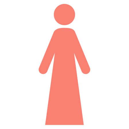 Woman vector icon symbol. Flat pictogram designed with salmon and isolated on a white background.のイラスト素材