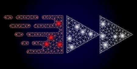 Glowing mesh network rewind forward with glowing spots. Illuminated vector constellation created...