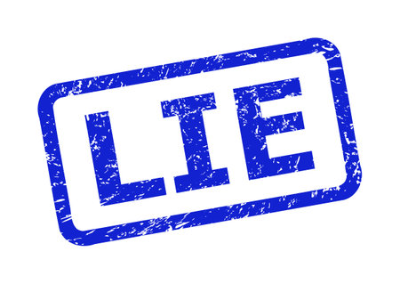 Blue LIE stamp seal on a white background. Flat vector textured seal stamp with LIE caption is placed inside rounded rectangle frame. Rubber imitation with distress surface.のイラスト素材