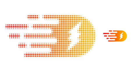 Electric strike halftone dot icon illustration. Halftone pattern contains circle dots. Vector illustration of electric strike icon on a white background. Flat abstraction for electric strike symbol.のイラスト素材