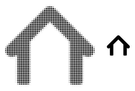 Garage halftone dot icon illustration. Halftone array contains round dots. Vector illustration of garage icon on a white background. Flat abstraction for garage pictogram.のイラスト素材