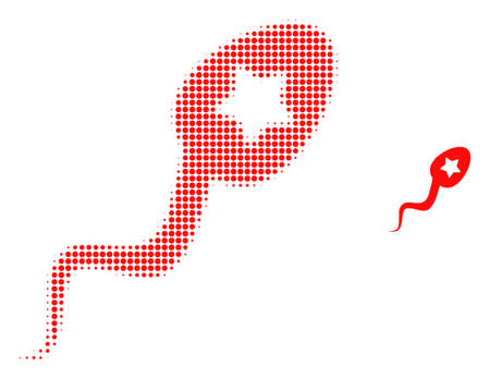 Sperm winner halftone dot icon illustration. Halftone array contains circle points. Vector illustration of sperm winner icon on a white background. Flat abstraction for sperm winner symbol.のイラスト素材