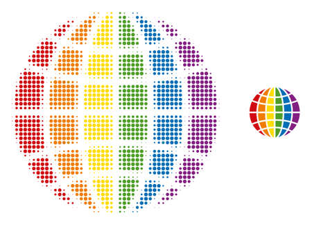LGBT world halftone dot icon illustration. Halftone array contains circle dots. Vector illustration of LGBT world icon on a white background. Flat abstraction for LGBT world object.のイラスト素材
