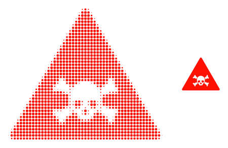 Skull toxic warning halftone dot icon illustration. Halftone array contains circle dots. Vector illustration of skull toxic warning icon on a white background.のイラスト素材