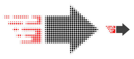 Move right halftone dot icon illustration. Halftone pattern contains round pixels. Vector illustration of move right icon on a white background. Flat abstraction for move right pictogram.のイラスト素材