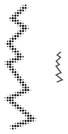 Zigzag line halftone dotted icon illustration. Halftone pattern contains round dots. Vector illustration of zigzag line icon on a white background. Flat abstraction for zigzag line pictogram.のイラスト素材