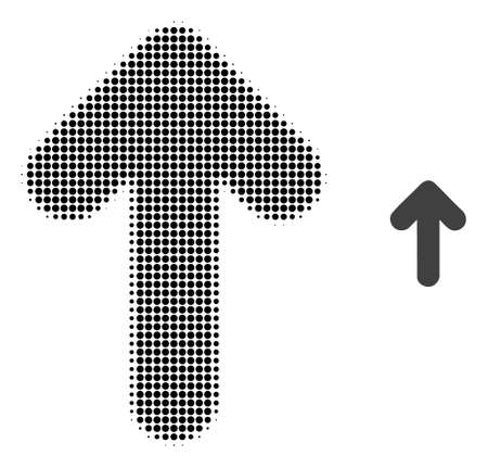 Arrow up halftone dotted icon illustration. Halftone pattern contains round elements. Vector illustration of arrow up icon on a white background. Flat abstraction for arrow up pictogram.のイラスト素材