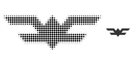 Aviation symbol halftone dot icon illustration. Halftone array contains round points. Vector illustration of aviation symbol icon on a white background. Flat abstraction for aviation symbol.のイラスト素材