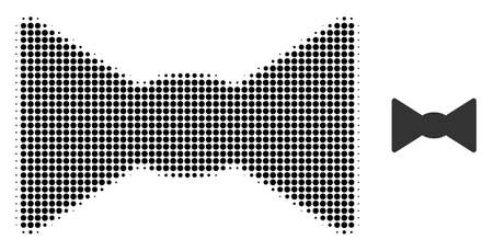 Bow tie halftone dotted icon illustration. Halftone array contains round pixels. Vector illustration of bow tie icon on a white background. Flat abstraction for bow tie pictogram.のイラスト素材