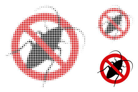 Stop cockroach halftone dotted icon. Halftone pattern contains circle pixels. Vector illustration of stop cockroach icon on a white background.のイラスト素材