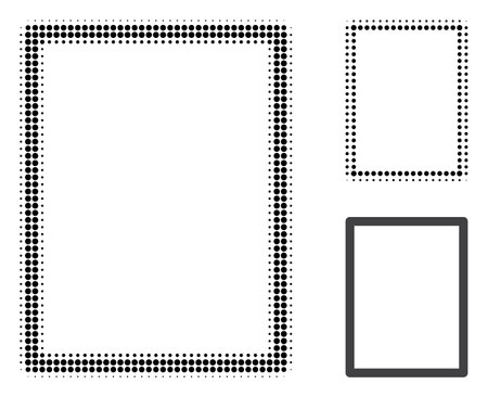 Empty page halftone dotted icon. Halftone pattern contains round dots. Vector illustration of empty page icon on a white background.のイラスト素材