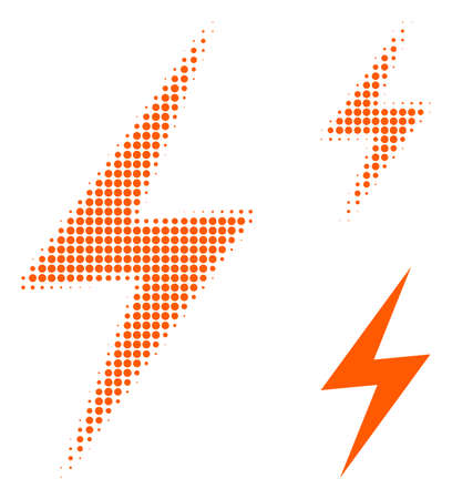 Electric strike halftone dotted icon. Halftone pattern contains circle pixels. Vector illustration of electric strike icon on a white background.のイラスト素材
