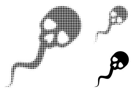 Dead sperm halftone dotted icon. Halftone array contains circle pixels. Vector illustration of dead sperm icon on a white background.のイラスト素材