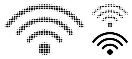 WiFi source halftone dotted icon. Halftone pattern contains circle dots. Vector illustration of WiFi source icon on a white background.のイラスト素材