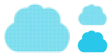 Cloud halftone dotted icon. Halftone pattern contains circle points. Vector illustration of cloud icon on a white background.のイラスト素材