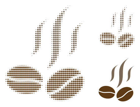 Coffee beans smell halftone dotted icon. Halftone pattern contains circle points. Vector illustration of coffee beans smell icon on a white background.のイラスト素材