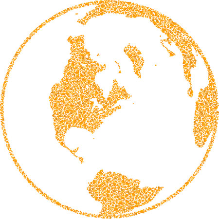 Golden mosaic Global map of world. Golden collage for global map of world. Vector mosaic of yellow shard fractions. Mosaic global map of world is constructed with yellow fractions.のイラスト素材