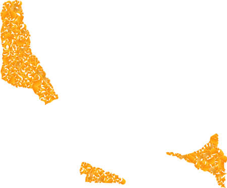 Gold mosaic Map of Comoros Islands. Gold combination for map of Comoros Islands. Vector mosaic of yellow shard items. Mosaic map of Comoros Islands designed with gold items.のイラスト素材