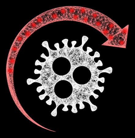 Glitter network virus return with light spots on a black background. Light vector mesh based on virus return picture, with irregular network and light spots.のイラスト素材