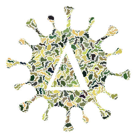 Military camouflage composition for Delta virus icon. Mosaic Delta virus icon constructed with...