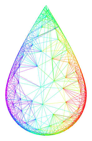 Spectrum colorful network blood drop. Geometric linear carcass flat network based on blood drop icon, generated with crossing lines, with rainbow gradient.のイラスト素材