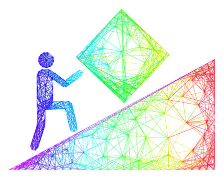 Rainbow colored network pointless task. Geometric linear carcass 2D network based on pointless task...