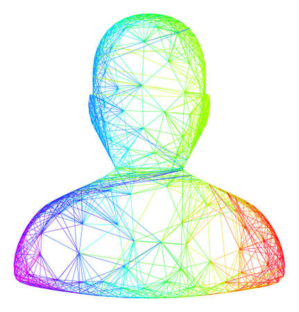 Rainbow colorful net user. Geometric wire frame 2D net based on user icon, generated with...