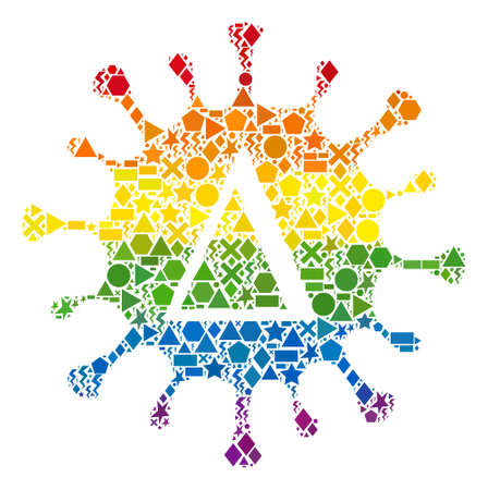Bright vibrant vector Delta coronavirus mosaic for LGBT. Geometric scattered dots are united into abstract mosaic Delta coronavirus icon.のイラスト素材