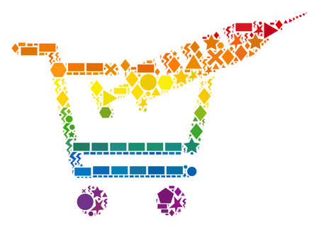Bright vibrant vector vaccine shopping collage for LGBT. Geometric scattered spots are composed into abstract collage vaccine shopping icon.のイラスト素材