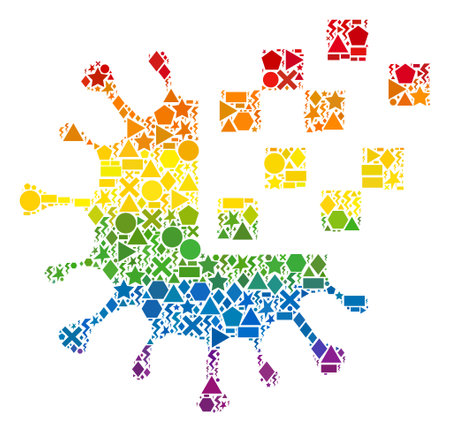 Bright vibrant vector virus synthesis mosaic for LGBT. Geometric scattered parts are organized into abstract mosaic virus synthesis icon.のイラスト素材