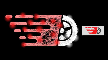 Majestic network tire wheel with light spots on a black background. Light vector model based on tire...