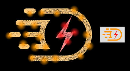 Magic crossing mesh electric voltage with light spots on a black background. Illuminated vector mesh...