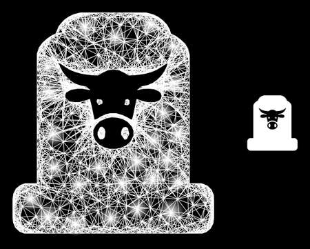 Magic net mesh cow cemetery with light spots on a black background. Light vector structure based on cow cemetery picture, with irregular network and light spots.のイラスト素材