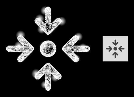 Glossy network meeting point with light spots on a black background. Light vector model based on meeting point picture, with irregular network and light spots.のイラスト素材