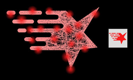 Sparkle net star with lightspots on a black background. Bright vector model is based on star...