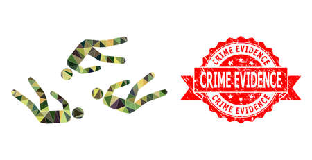 Low-Poly polygonal dead people military camouflage icon illustration, and Crime Evidence textured...