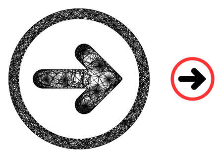 Vector net right pointer icon with spots. Geometric linear carcass flat net based on right pointer icon, generated with crossed lines, with round spots.のイラスト素材