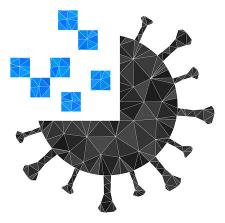 Lowpoly polygonal synthetic virus icon illustration. Vector synthetic virus icon is filled with triangles. Lowpoly synthetic virus is designed of chaotic triangles.のイラスト素材