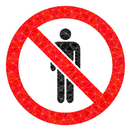 Low-Poly polygonal stop man icon illustration. Vector stop man icon filled using triangles. Low-poly stop man designed with chaotic triangles.のイラスト素材