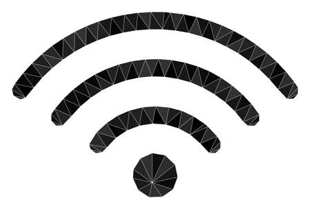 Lowpoly triangulated WiFi source icon illustration. Vector WiFi source icon is filled with triangles. Lowpoly WiFi source is designed with scattered triangles.のイラスト素材