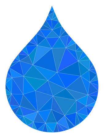 Low-Poly triangulated water drop icon illustration. Vector water drop icon is filled with triangles. Low-poly water drop combined with chaotic triangles.のイラスト素材