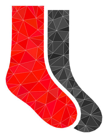 Low-Poly polygonal socks icon illustration. Vector socks icon is filled with triangles. Low-poly socks designed from randomized triangles.のイラスト素材