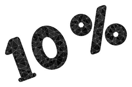 Lowpoly triangulated 10 percents icon illustration. Vector 10 percents icon is filled with triangles. Lowpoly 10 percents is designed of randomized triangles.のイラスト素材