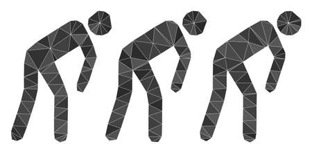 Low-Poly triangulated slave people 2d illustration. Vector slave people icon is filled using triangles. Low-poly slave people is combined of scattered triangles.のイラスト素材