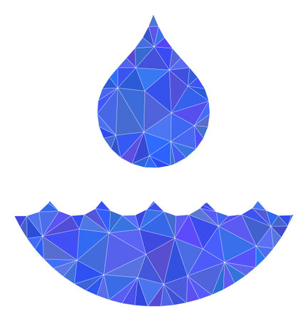 Low-Poly polygonal water icon illustration. Vector water icon filled with triangles. Low-poly water is combined of scattered triangles.のイラスト素材